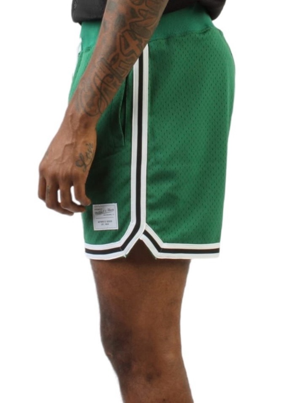 Green Men's Athletic Mesh Shorts with Side Stripe